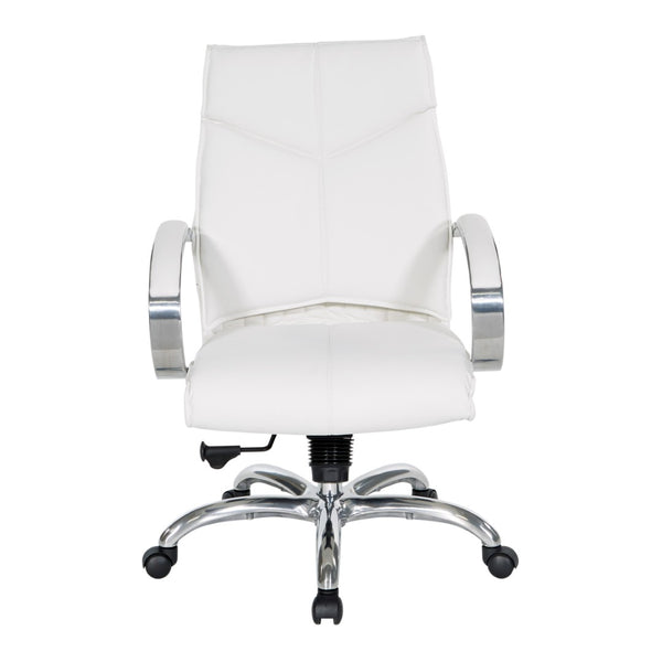 OSP Home Furnishings Deluxe Executive Office Chair with Lumbar Support Faux Leather and Aluminum Base 7251-R101