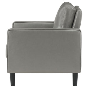 English Elm Farallone Upholstered Track Arm Accent Chair in Leatherette with Tapered Feet and Plush Support Grey B062P299959