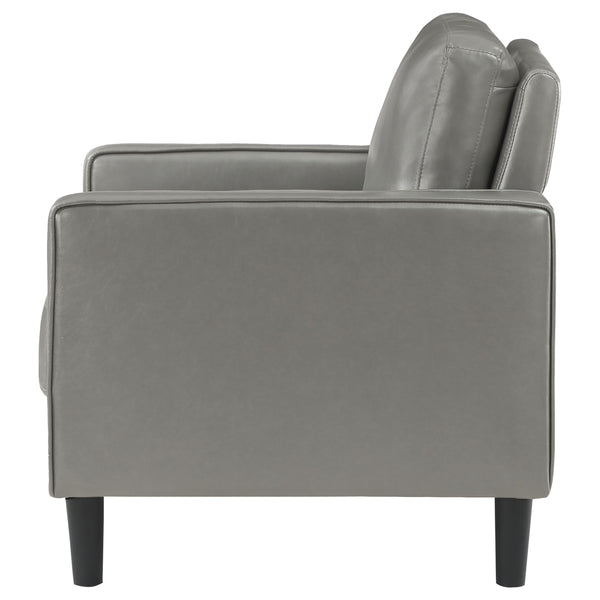 English Elm Farallone Upholstered Track Arm Accent Chair in Leatherette with Tapered Feet and Plush Support Grey B062P299959