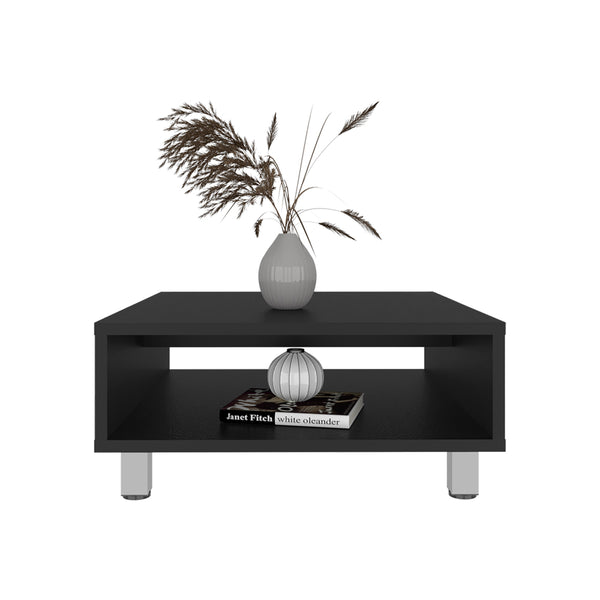English Elm Coffee Table Burley Modern Black Engineered Wood with Open Lower Shelf & Sturdy Metallic Legs for Style and Storage B092P245913