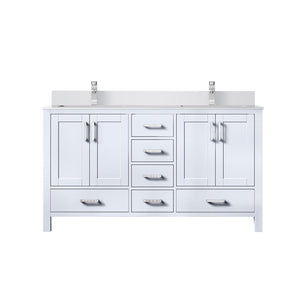 English Elm White Double Bath Vanity 60" W x 22" D with White Quartz Top, Soft-Close Drawers, Faucet Set Included B2731P259072