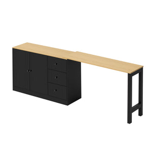 English Elm U_style Extendable Wooden Sideboard with 3 Drawers and 2 Doors for Entryway Living Room N711P334768O