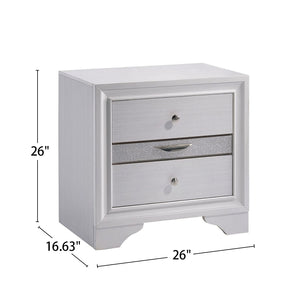 English Elm 3 Drawers Wooden Nightstand With Sleek Nickel Knobs - Modern White Finish For Stylish Storage Solutions B016P251556