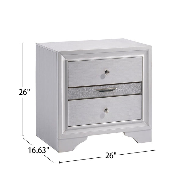 English Elm 3 Drawers Wooden Nightstand With Sleek Nickel Knobs - Modern White Finish For Stylish Storage Solutions B016P251556