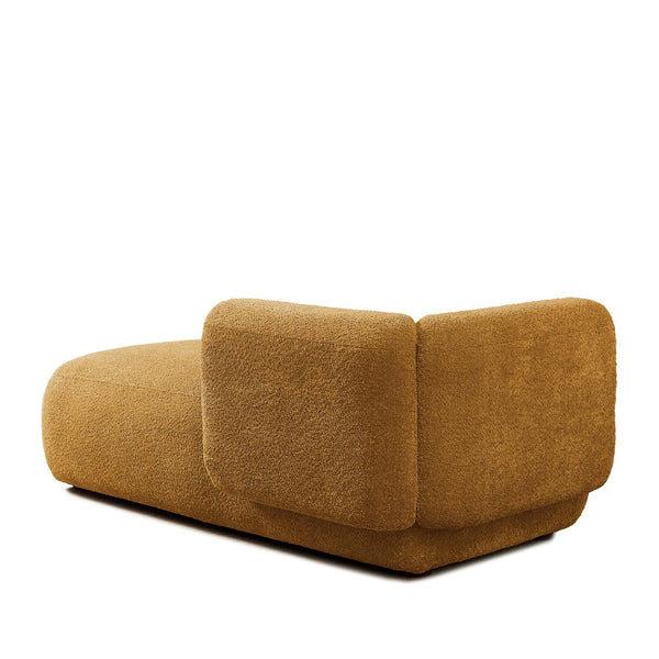 English Elm Upholstered Boucle Chaise Lounge with Wood Legs for Bedroom or Living Room W5515P437362