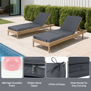 English Elm Outdoor Chaise Lounge Replacement Cushions Tri Fold Memory Foam Water Resistant Patio Set Gray W419P460571