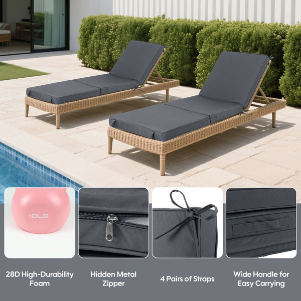 English Elm Outdoor Chaise Lounge Replacement Cushions Tri Fold Memory Foam Water Resistant Patio Set Gray W419P460571