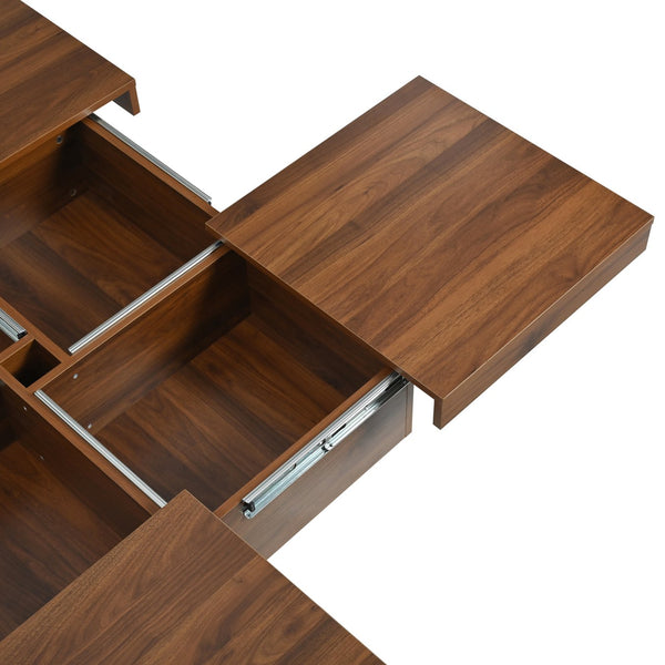 English Elm Square Marble Veneer Coffee Table with Sliding Top Hidden Storage Pedestal Base N735P388120D