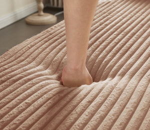 English Elm Modern Full Size Folding Sofa Bed with Plush Corduroy, 2 Pillows, 15" Foam Mattress, No Assembly Required Pink W1885P347085