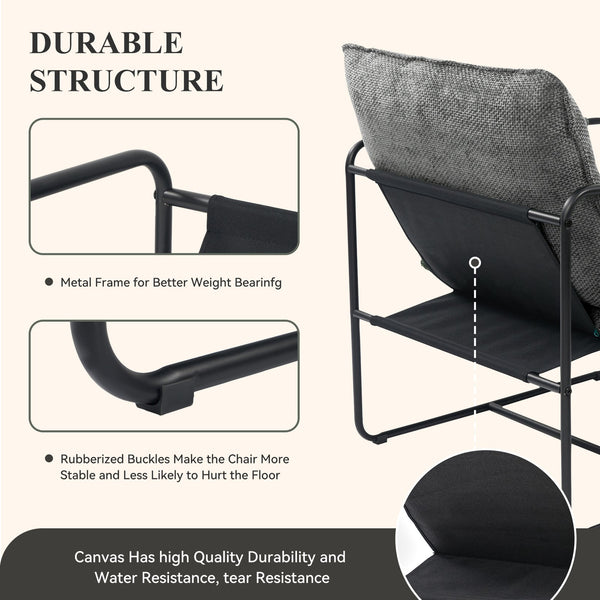 English Elm Accent Chair Mid-Century Rattan Arms Set of 2 with Rubber Wood Legs, Plush Fabric Seat, Cozy Lounge Gray T3950P399126