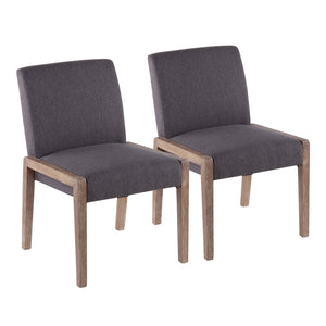 English Elm Carmen Contemporary Chairs Set Of 2 - White Washed Wood Frame & Grey Fabric For Modern Style B202S01322