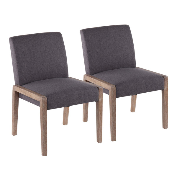 English Elm Carmen Contemporary Chairs Set Of 2 - White Washed Wood Frame & Grey Fabric For Modern Style B202S01322