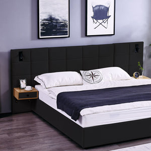 English Elm King Size Hydraulic Velvet Platform Bed With Usb, Reading Lamps & Storage Shelves For Modern Spaces W1413S00108