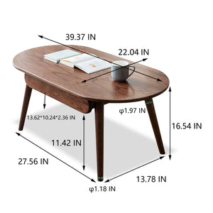 English Elm Capsule Solid Wood Coffee Table with Drawer Low Profile Natural Grain Living Room Desk W128367564