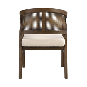 English Elm Wooden Rubberwood Dining Chairs with Woven Rattan Back Ergonomic Seat Set of 2 Beige,Walnut N771P256965T