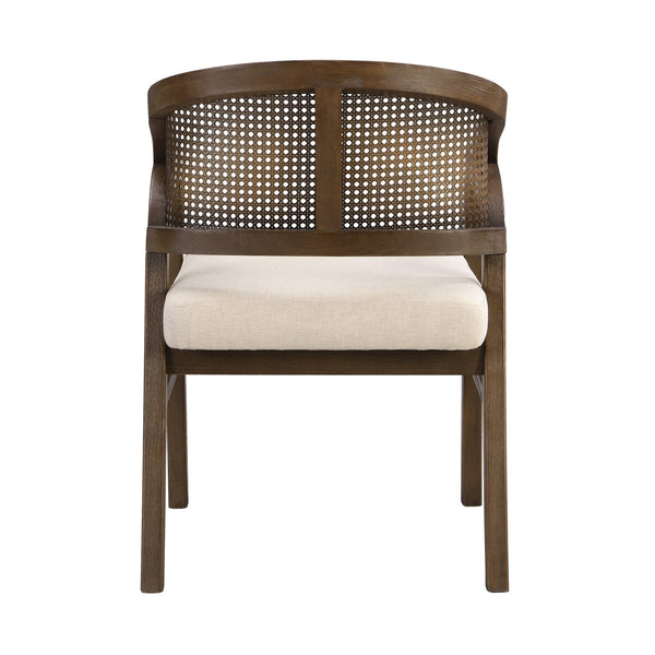 English Elm Wooden Rubberwood Dining Chairs with Woven Rattan Back Ergonomic Seat Set of 2 Beige,Walnut N771P256965T