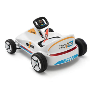 English Elm 12v Kids Electric Go Kart with Parental Remote Dual Motors Led Bluetooth Pedal White W2181P201026