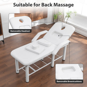 English Elm Professional Spa Treatment Bed with Pu Leather Cushion Steel Frame and Storage Shelf W1422P365690