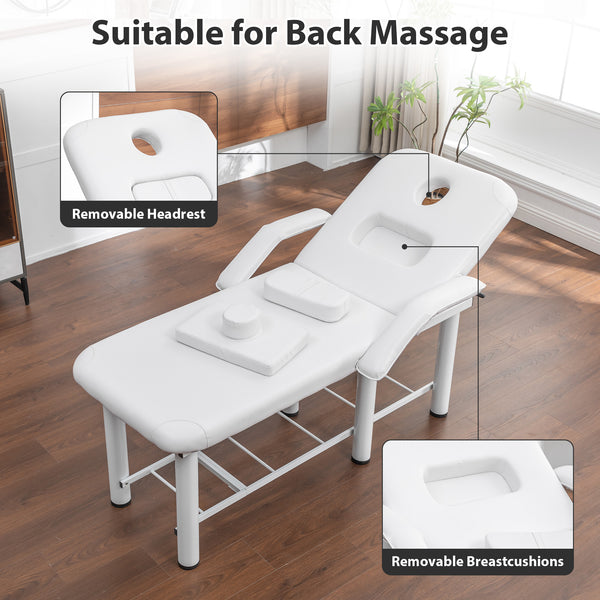 English Elm Professional Spa Treatment Bed with Pu Leather Cushion Steel Frame and Storage Shelf W1422P365690