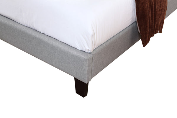English Elm Wallace & Bay - Gray Cal King Upholstered Bed with Light Gray Fabric, Transitional Style, Easy-Care Design, Plush Headboard B361P384473