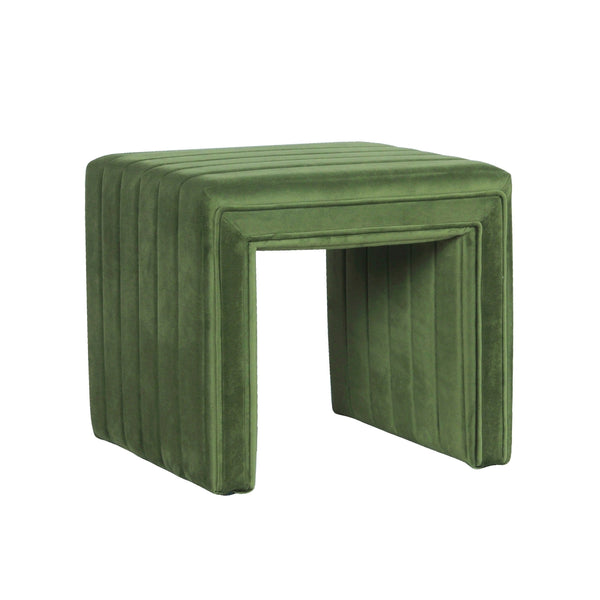 English Elm Ada Velvet Channel Tufted Square Ottoman Compact Accent Seat for Living Room B056P416980