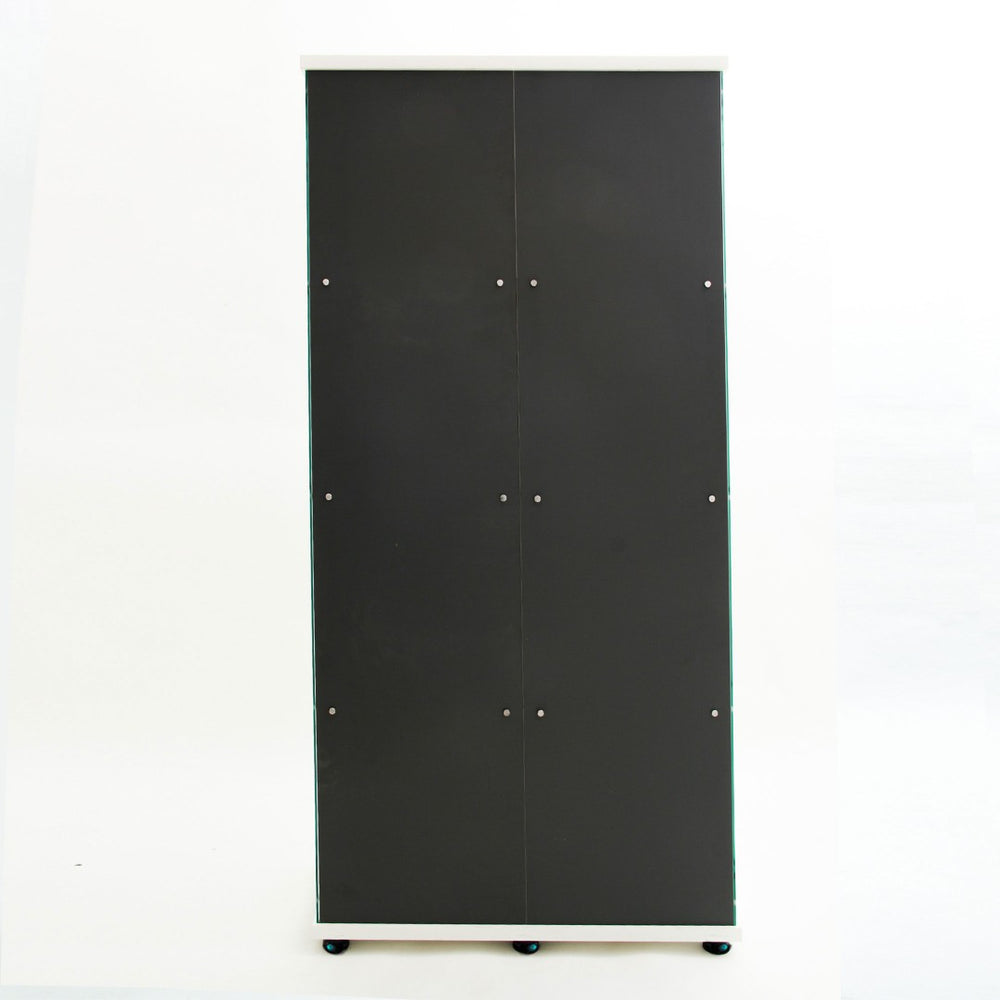 English Elm Tempered Glass Display Cabinet With Bluetooth Led Lights, Lockable Door, Mirrored Back - White Elegance W3155S00018-GIGA