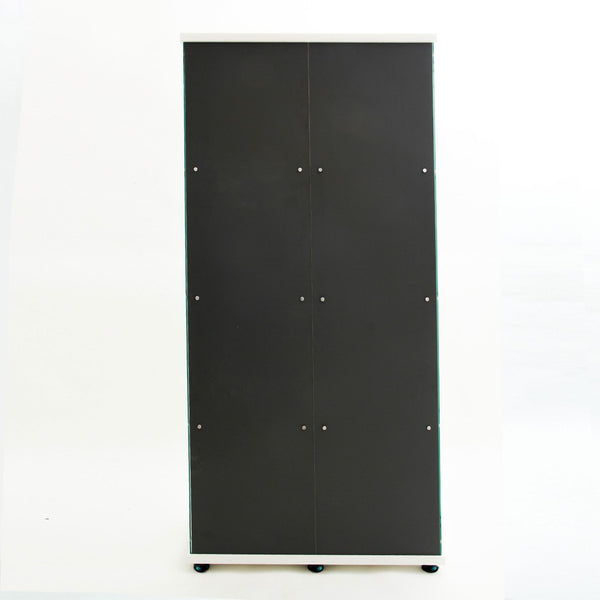 English Elm Tempered Glass Display Cabinet With Bluetooth Led Lights, Lockable Door, Mirrored Back - White Elegance W3155S00018-GIGA