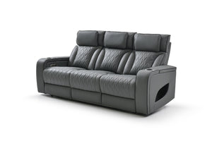 English Elm Lumin Power Reclining Home Theater Sofa with Led Lighting and Wireless Charging Pad Gray B078P497928