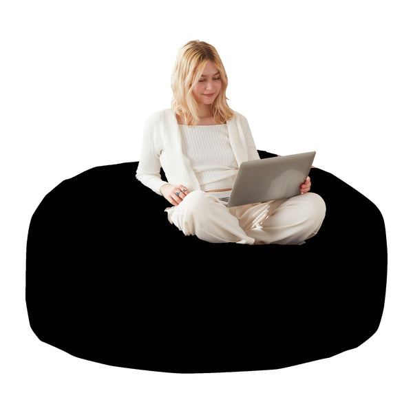 English Elm 5ft Round Memory Foam Bean Bag Soft Flannel Lounge Chair for Bedroom or Dorm W3737P478639