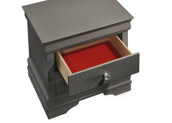 English Elm Blaze Modern 5-Piece Full Bedroom Set With Led Headboard & Ample Storage In Metallic Gray Finish B009S01492