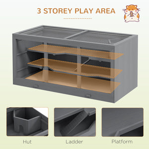 English Elm Pawhut Solid Wood Outdoor Cat House Two Story Shelter with Balcony Asphalt Roof W2225P173817