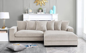 English Elm Luxe Oversized L-Shaped Sectional Sofa With Chaise - Soft Ivory Corduroy, Perfect For Family Living B2735S00006