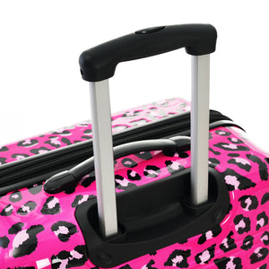 English Elm Hardshell Polycarbonate Luggage Set Three Piece Spinner Suitcases with Tsa Lock Hot Pink Leopard N732P218227H