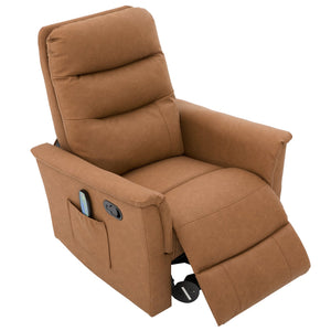 English Elm Manual Recliner Swivel Rocker Boucle Chair with 8-point Massage for Nursery or Living Room Brown N763P363763D