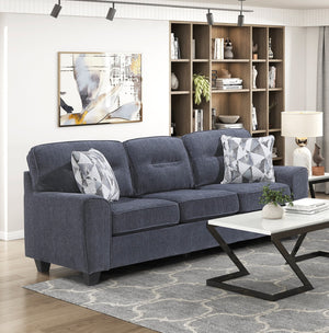 English Elm Contemporary Chenille Sofa and Loveseat Set with Pocket Coil Cushions for Living Rooms Blue B011S02478