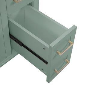 English Elm 30" Freestanding Bathroom Vanity Ceramic Sink Soft Close Cabinet Gray Wood Frame Light Green N729P427118F