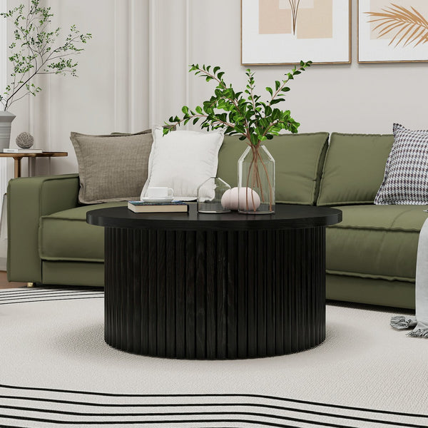 English Elm Coffee Table - Modern Round Accent Table With Flip-Top Storage For Stylish Living Room Spaces W688P248118