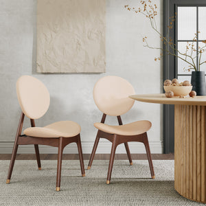 English Elm Christopher Knight Home® - Nomi Upholstered Dining Chair with Solid Wood Frame, Curved Back Comfort and Durable Support Beige+Brown 42.75 L x 22.5 W x 14.75 H N776P340272A