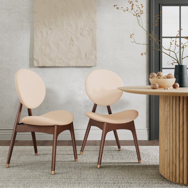English Elm Christopher Knight Home® - Nomi Upholstered Dining Chair with Solid Wood Frame, Curved Back Comfort and Durable Support Beige+Brown 42.75 L x 22.5 W x 14.75 H N776P340272A