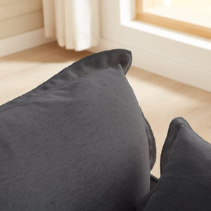 English Elm 87.4'' Modern Comfy Upholstered Sofa Cloud Couch - Deep Seat, Removable Washable Covers, Plush Dark Gray W2357P272956