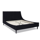 English Elm Aspen Vertical Tufted Headboard Platform Bed Set, Queen, Anthracite Black Velvet