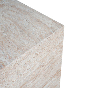 English Elm Christopher Knight Home® - Outdoor/Indoor Square Travertine Side Table - Lightweight Concrete With Modern Cube Design For Versatile Use N773P253774Z