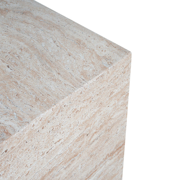 English Elm Christopher Knight Home® - Outdoor/Indoor Square Travertine Side Table - Lightweight Concrete With Modern Cube Design For Versatile Use N773P253774Z