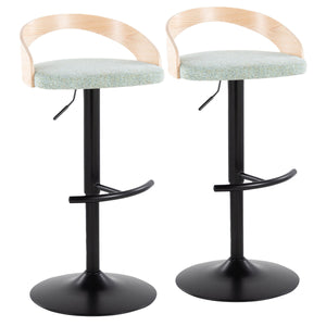 English Elm Contemporary Swivel Barstools Set of 2 with Green Fabric Black Metal and Wood Accents B202S00894