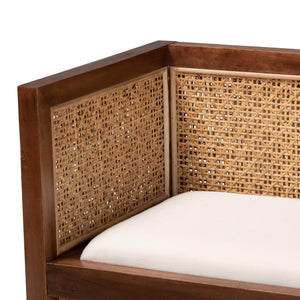 English Elm Japandi Woven Jute Bench with Sculptural Hourglass Legs for Entryway or Bedroom B2750P467756