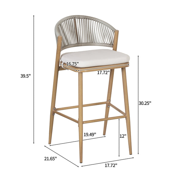 English Elm Christopher Knight Home® - Outdoor Scallop-Back Barstools Set Of 2 - 30.25" Seat Height, Maple Finish, Durable Aluminum Frame N772P245120W