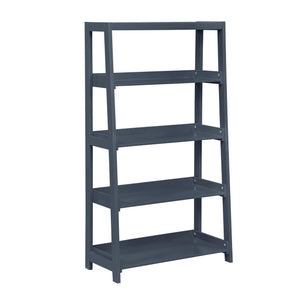 English Elm Modern Four Shelf Wooden Bookcase Vertical Storage Unit for Bedroom or Office Navy Blue B011P460077