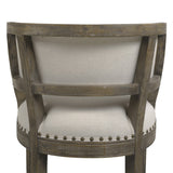 English Elm Paris 30.5” Farmhouse Bar Stool With Backrest, Light Beige Linen