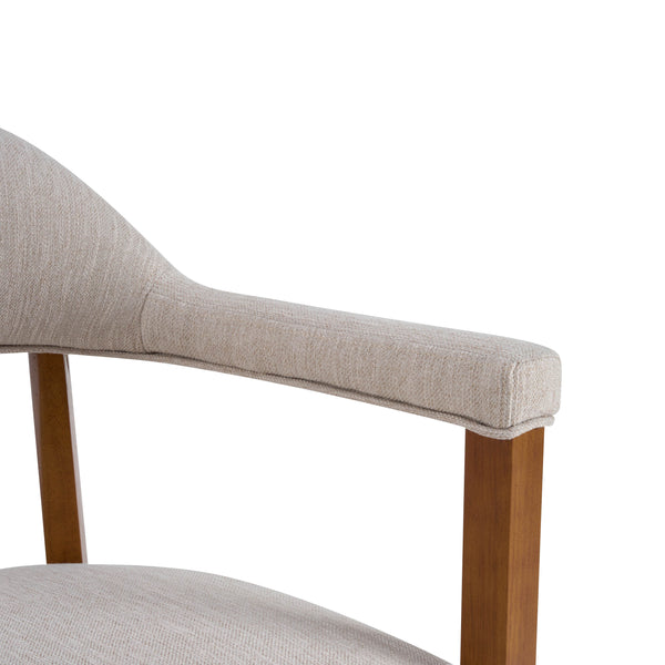 English Elm Wood Frame Upholstered Dining Chairs Set of 2 Curved Back Rubberwood Armrest Seating Beige,Walnut N768P389407W