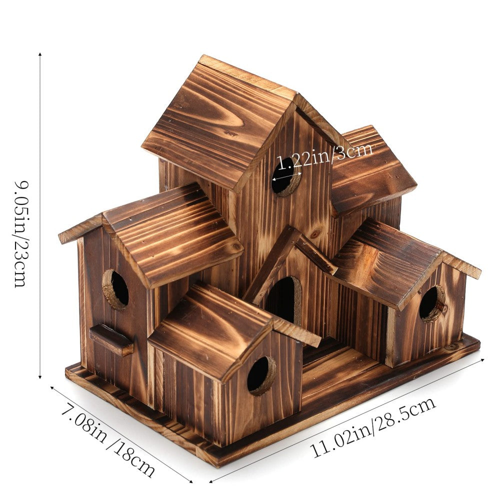 English Elm Handmade Cedar Wood Multi-room Birdhouse with Waterproof Finish for Outdoor Gardens W2181P488007